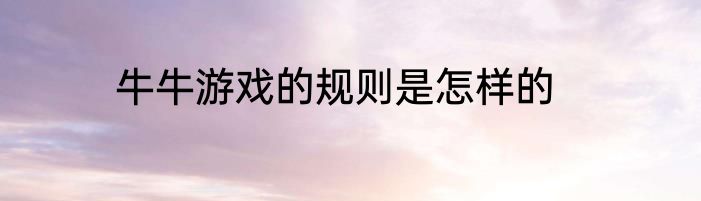 牛牛游戏的规则是怎样的