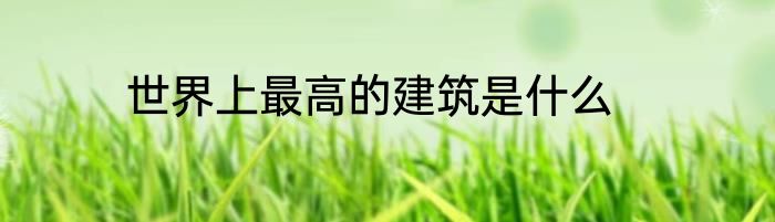 世界上最高的建筑是什么