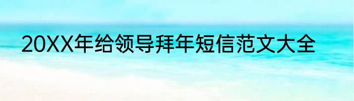 20XX年给领导拜年短信范文大全