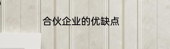 合伙企业的优缺点