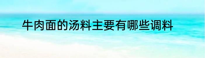 牛肉面的汤料主要有哪些调料