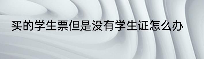 买的学生票但是没有学生证怎么办