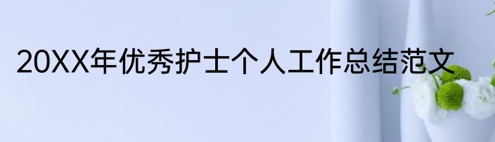 20XX年优秀护士个人工作总结范文