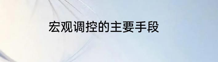 宏观调控的主要手段
