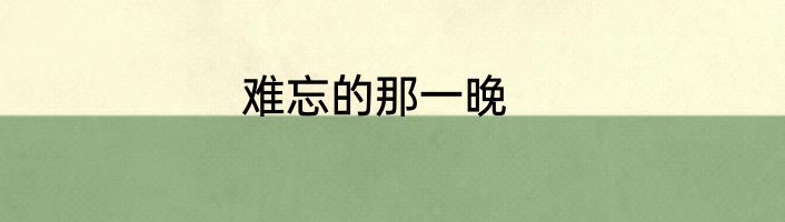 难忘的那一晚