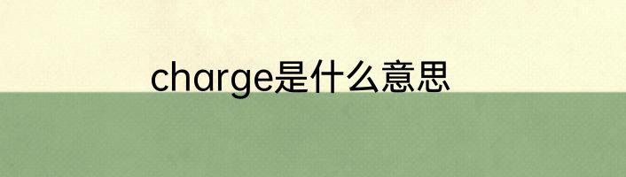 charge是什么意思