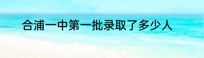 合浦一中第一批录取了多少人