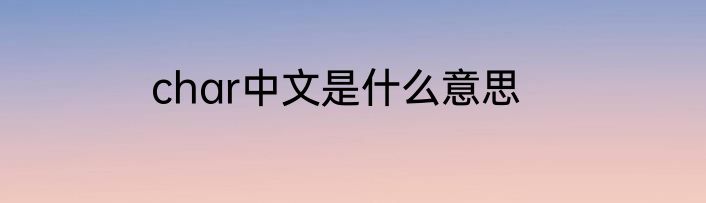 char中文是什么意思