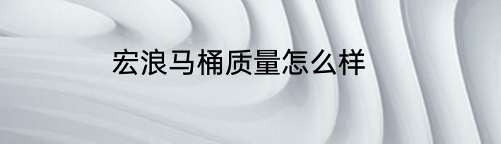 宏浪马桶质量怎么样