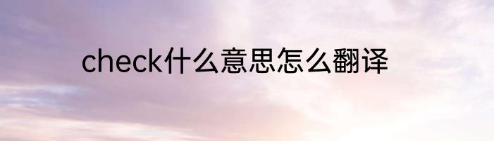 check什么意思怎么翻译