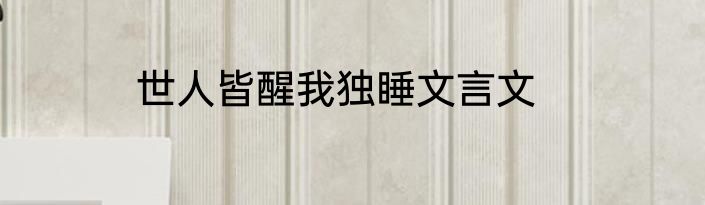 世人皆醒我独睡文言文