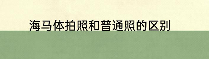 海马体拍照和普通照的区别