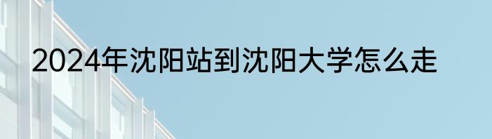 2024年沈阳站到沈阳大学怎么走
