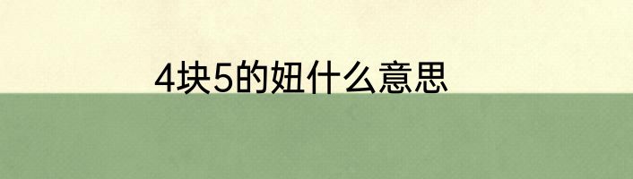 4块5的妞什么意思