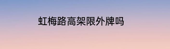 虹梅路高架限外牌吗