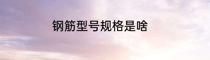 钢筋型号规格是啥