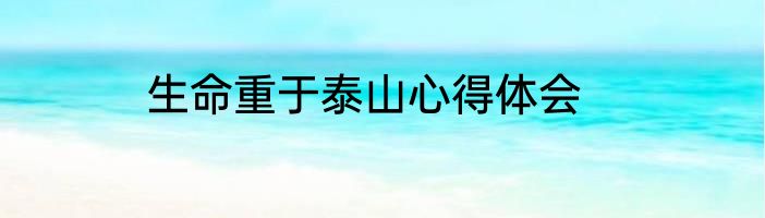 生命重于泰山心得体会