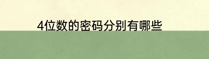 4位数的密码分别有哪些
