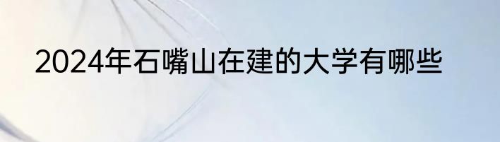 2024年石嘴山在建的大学有哪些