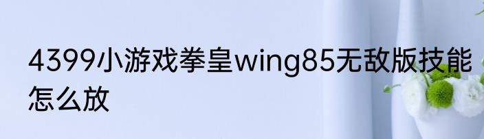 4399小游戏拳皇wing85无敌版技能怎么放