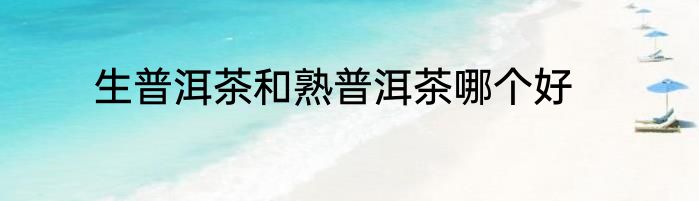 生普洱茶和熟普洱茶哪个好