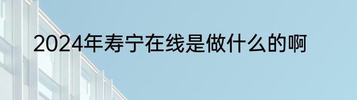2024年寿宁在线是做什么的啊