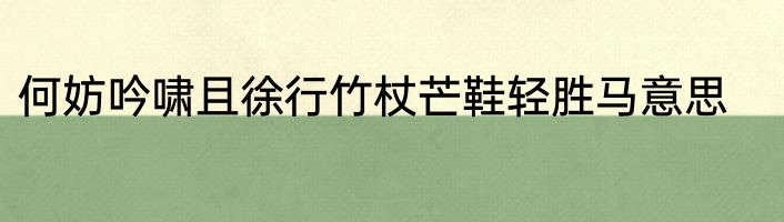 何妨吟啸且徐行竹杖芒鞋轻胜马意思