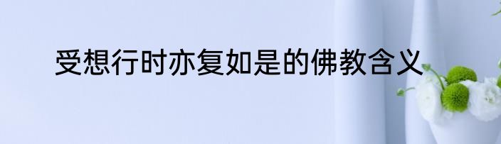 受想行时亦复如是的佛教含义