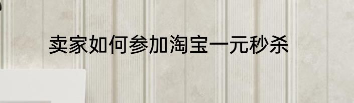 卖家如何参加淘宝一元秒杀