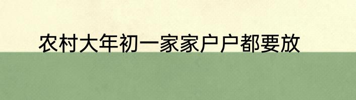 农村大年初一家家户户都要放