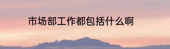 市场部工作都包括什么啊