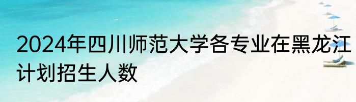 2024年四川师范大学各专业在黑龙江计划招生人数