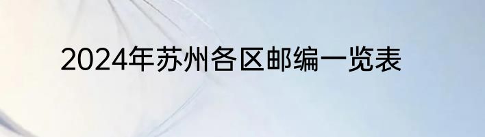 2024年苏州各区邮编一览表