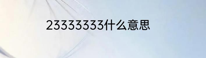23333333什么意思