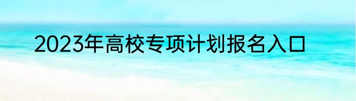 2023年高校专项计划报名入口