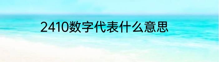 2410数字代表什么意思