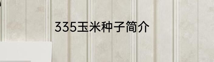 335玉米种子简介