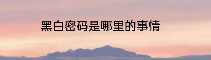 黑白密码是哪里的事情
