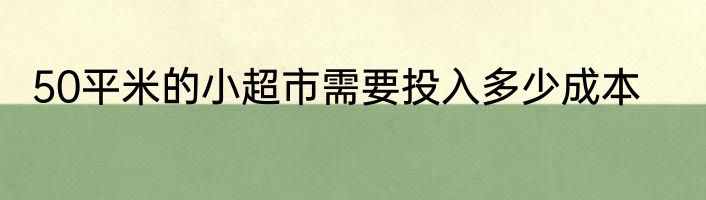 50平米的小超市需要投入多少成本