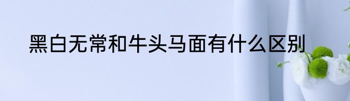 黑白无常和牛头马面有什么区别