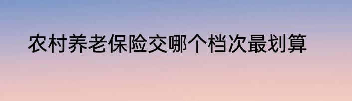 农村养老保险交哪个档次最划算