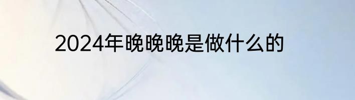 2024年晚晚晚是做什么的
