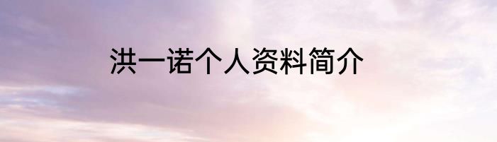 洪一诺个人资料简介