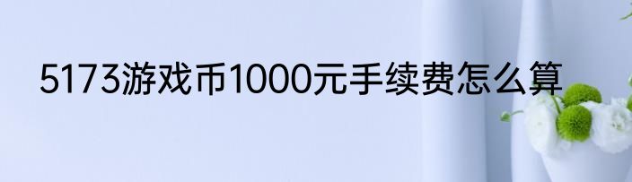 5173游戏币1000元手续费怎么算