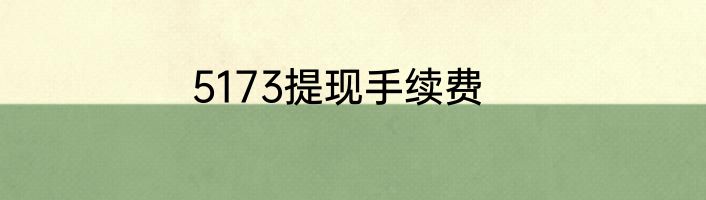 5173提现手续费