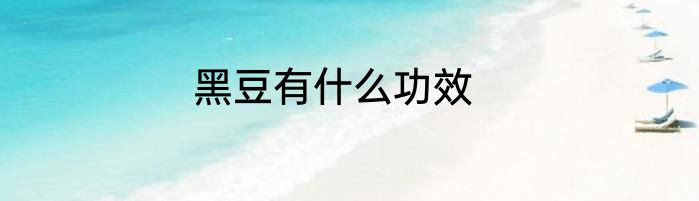 黑豆有什么功效