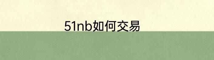 51nb如何交易