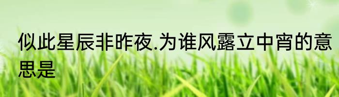 似此星辰非昨夜.为谁风露立中宵的意思是