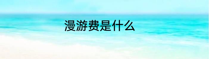 漫游费是什么