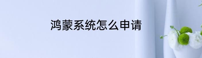 鸿蒙系统怎么申请